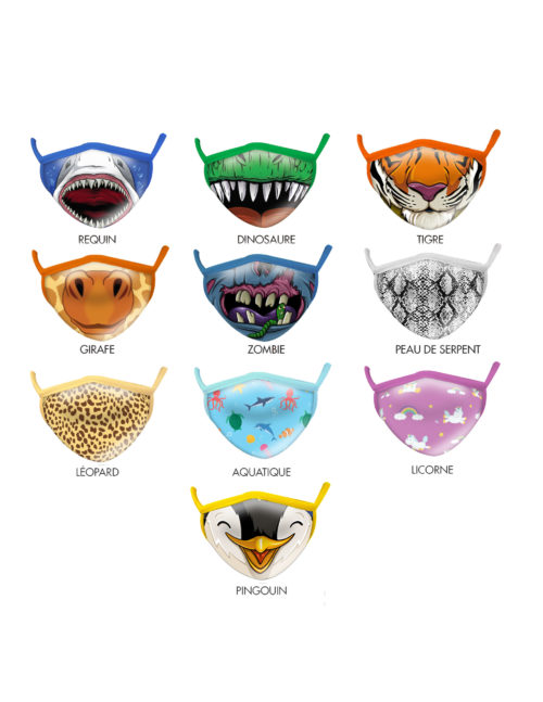 masques de protection sanitaire animaux pour enfants